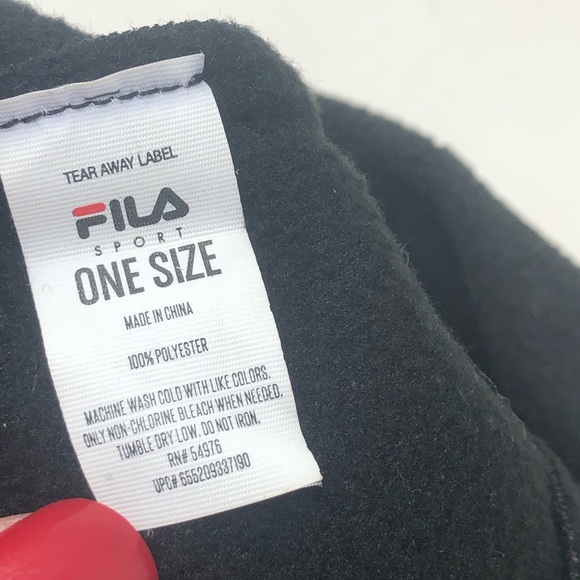 Fila Sport Black Fleece Beanie Ponytail Slit NWT - Picture 3 of 7